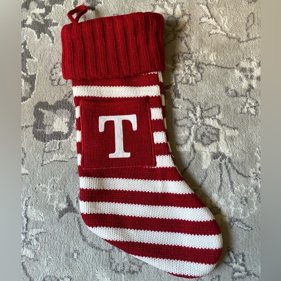 Wondershop Other - Wondershop Red and White Striped Stocking with Initial T